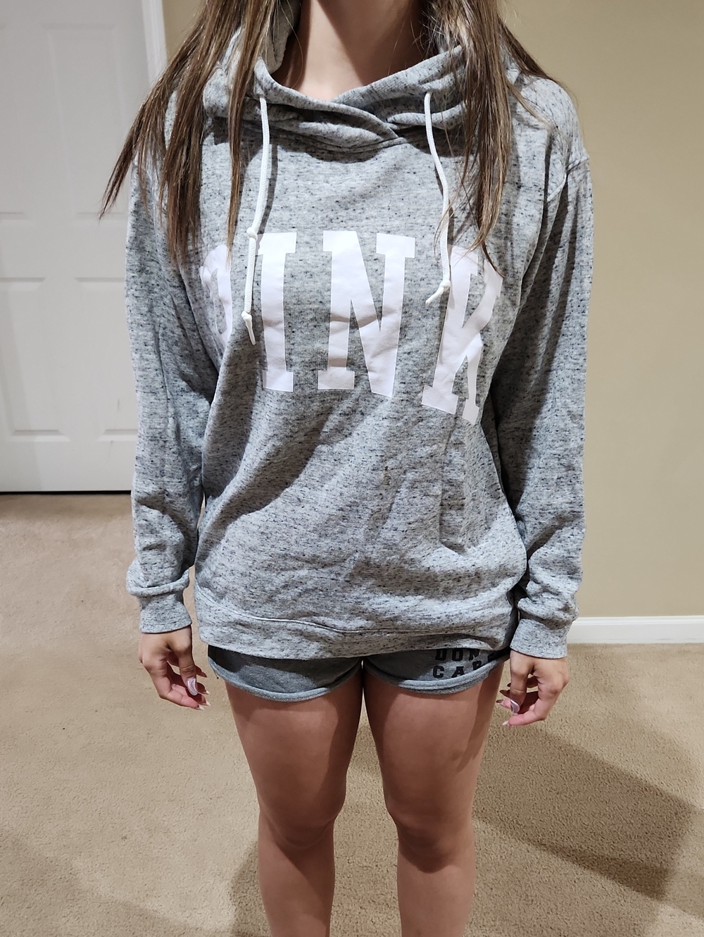 PINK Victoria's Secret Heather Gray Logo Hoodie